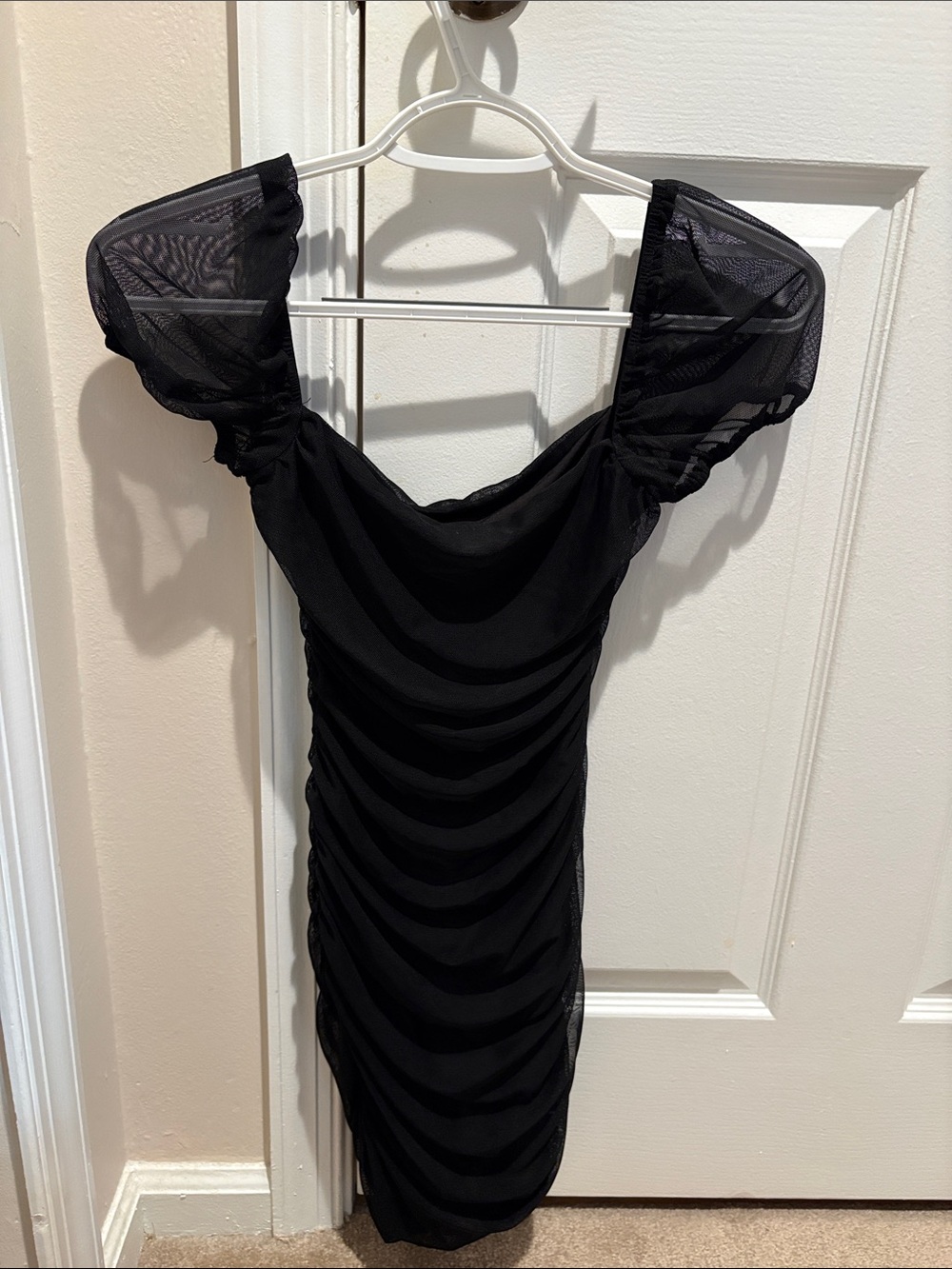 Princess Polly Black Ruched Off-Shoulder Mini Dress